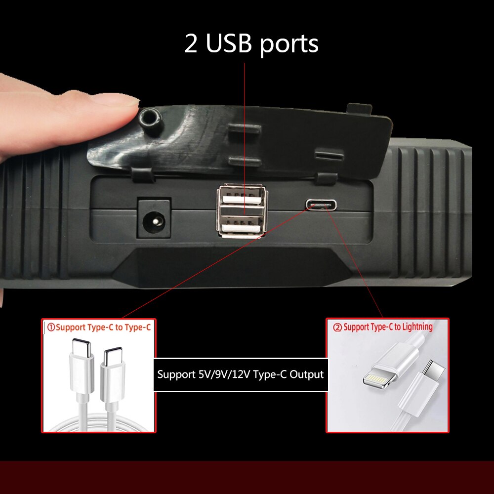 2000A Peak 12V Portable Car Lithium Jump Starter Battery Booster Phone Charger Power Pack with Intelligent Jumper Cables