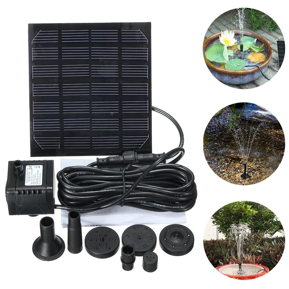 7V 1.5W Water Fountain Pond Garden Solar Powered Solar Water Pump Fountain Garden Floating Plants Watering Power Fountains