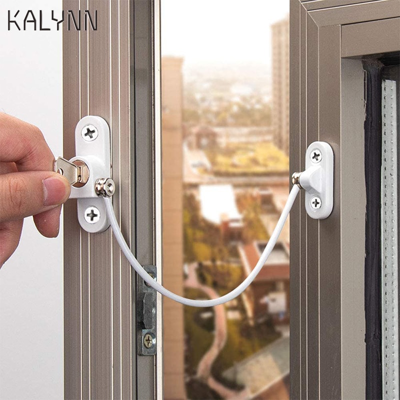 1-6PCS Kids Window Door Cable Restrictor Lock Child Baby Safety Security Wire Catch with Keys Public and Commercial Applications