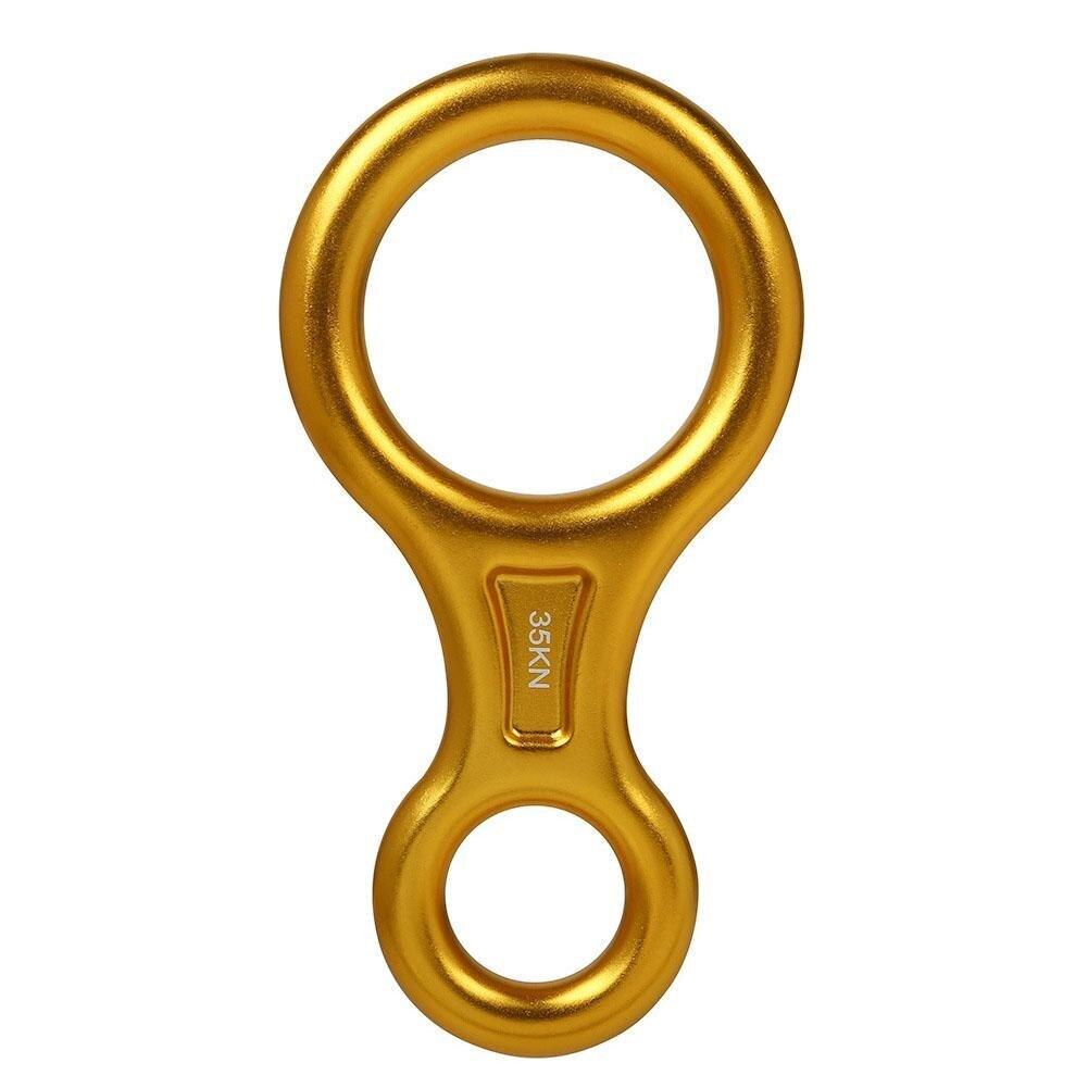 8 Woord Klimmen Ring Touw Descender Gear Zekeringsapparaat Downhill Acht Ringen Figuur Rock Klimmen Staartletters Kit Voor Outdoor Gereedschap: Golden