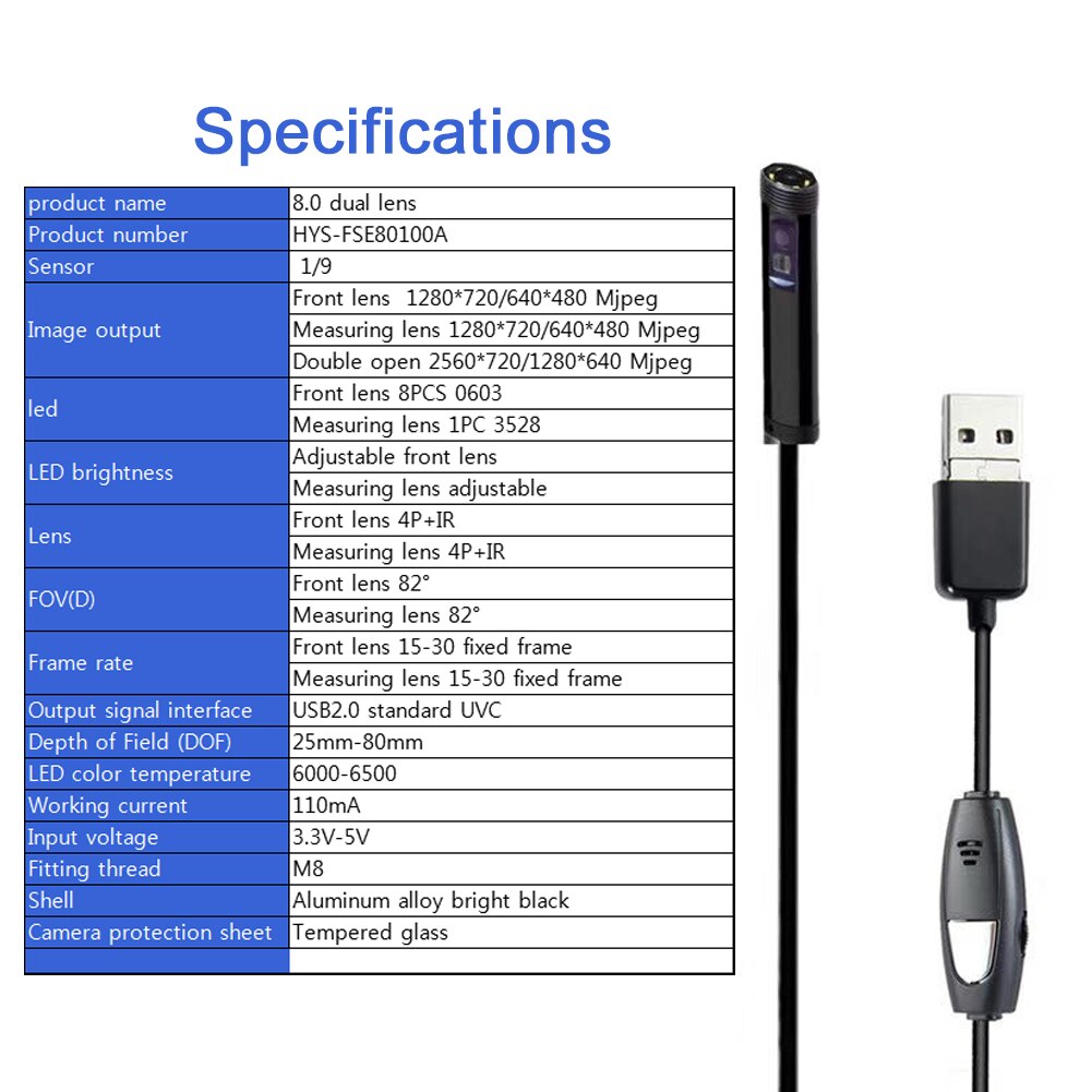 3 In 1 Pipeline Inspection Camera Industrial Endoscope Waterproof Dual Lens HD Smartphone Flexible Adjustable LED Borescope