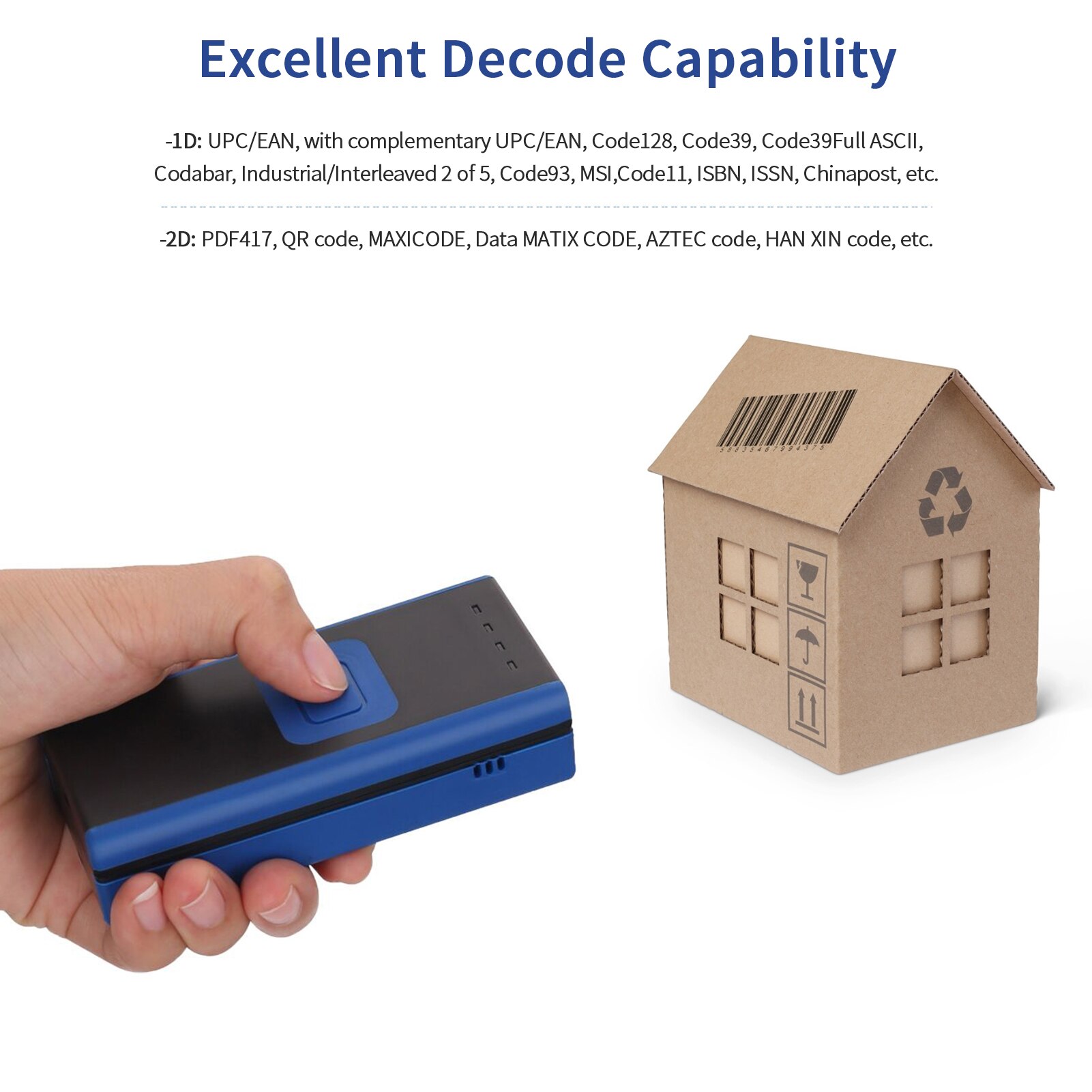 Aibecy handheld 1d 2d qr mini-barcode-scanner 3- in -1 bt &amp; 2.4g kabelloser & usb-kabelgebundener barcode-leser tragbarer scanner