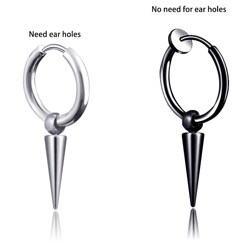 Mode Klinknagel Taper Rvs Earring Voor Vrouwen Mens Classic Punk Stud Oor Sieraden 2 Stuks