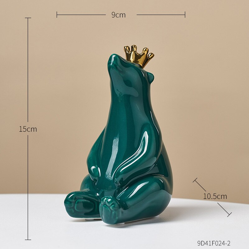 Polar Bear Ceramic Decoration Modern Home Decor Living Room Office Desktop Decoration Feng Shui Decoration Animal Statue: Sitting-green