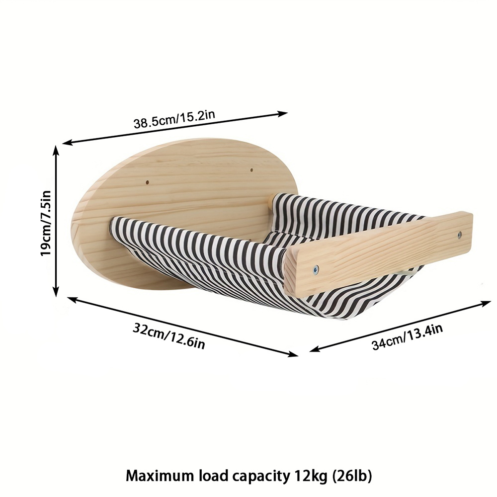 Kattenklimwand Gemonteerde Hangmat Krabpaal Voor Kat Houten Meubelladder Trappen Katten Slapen En Spelen: Black