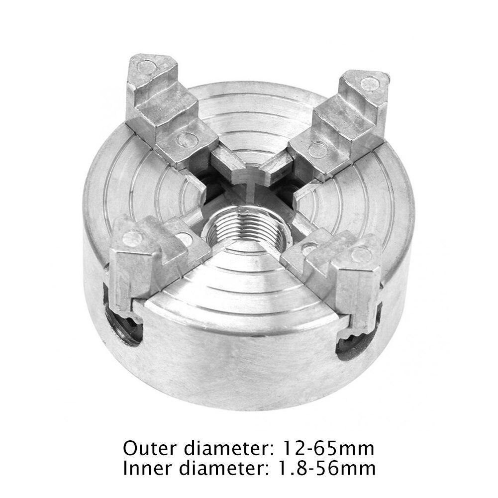 Four Jaw Chuck for Metal Mini Lathe M12x1mm Threaded Back 1.8-56mm/12-5mm Mini Lathe Accessory with Connecting Rod