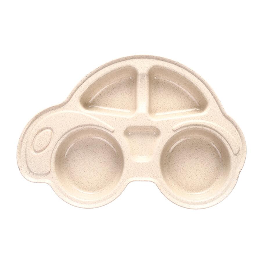 Bambusfiberskål baby retter tegneserie bil form bolle matboks helse og sikkerhet barn barn fôring tallerken servise: Beige