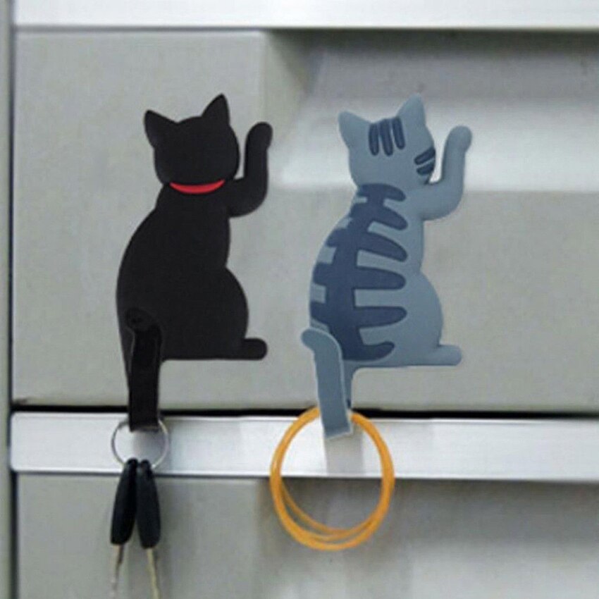 Magnetic Cartoon Cat Refrigerator Sticker Fridge Magnet Hanging Hook Tail Fridge Magnet Hook Door Home Decorations Souvenir
