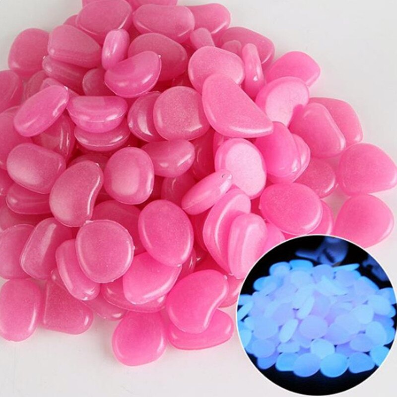 25/50Pcs Pebbles Glowing In The Dark Fluorescent Stone Aquarium Fish Tank Garden Lawn Sidewalk Luminous Stone Home Decoration: 50pcs / Dark purple