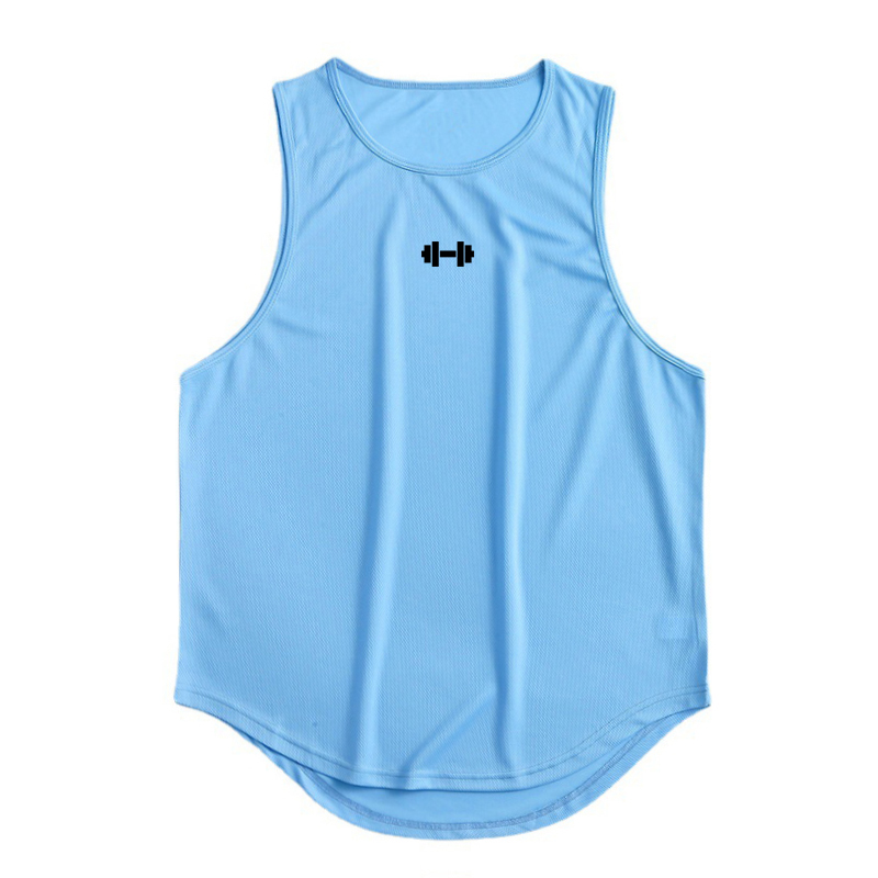 Camiseta sin mangas de verano para hombre, ropa de entrenamiento físico para gimnasio, camisetas sin mangas de culturismo ajustadas de secado rápido, chaleco de baloncesto a la para hombre: M / Azul