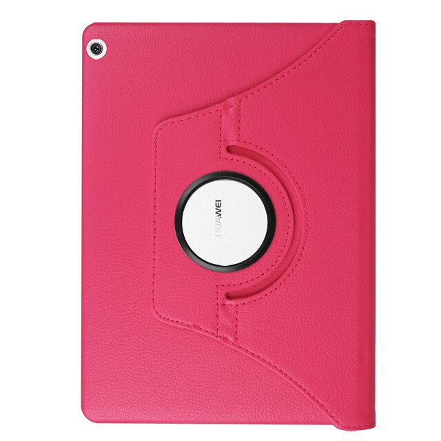 Premium Rotating PU Leather Smart Case for Huawei MediaPad M3 Lite 10 BAH-W09/L09/AL00 10.1" Tablet Funda Cover+Free Film+Pen: Rose Red