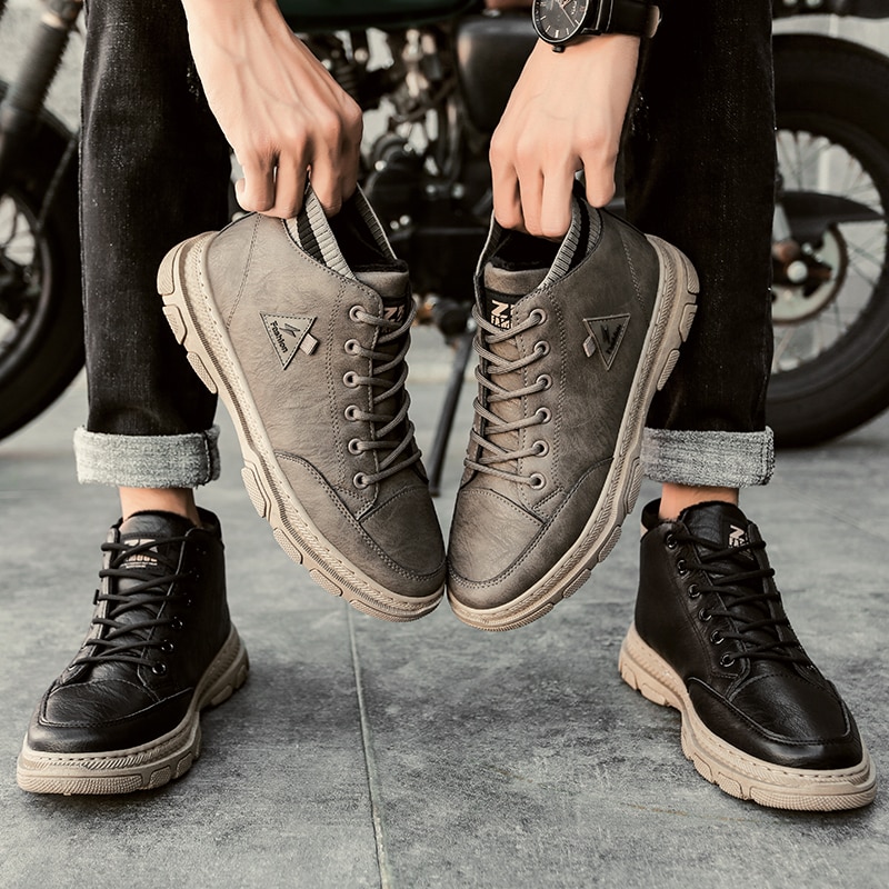 Lcxmnd men's winter popular Plush Martin boots super fiber leather casual shoes