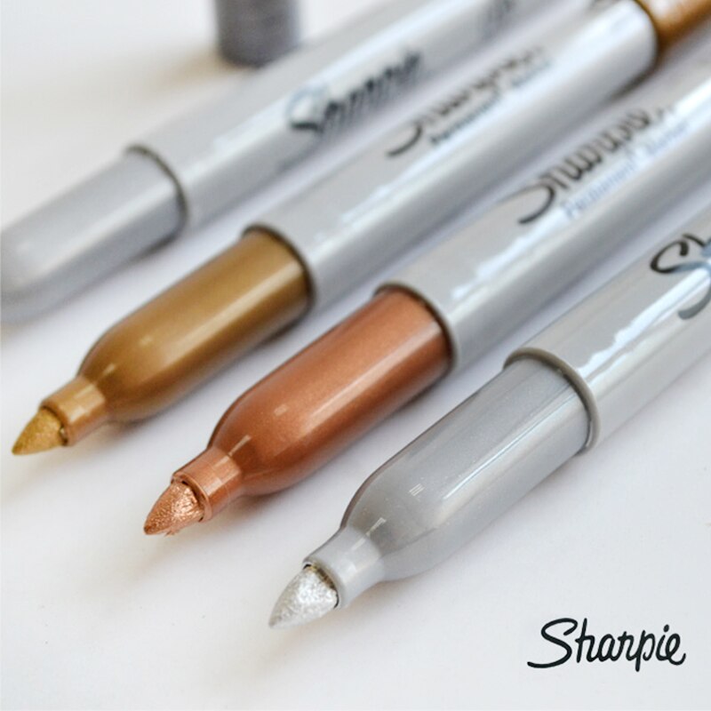 5 stücke Amerikanischen Marker Sharpie metallisch Gruß Karte Tapete Zeichen Fettige Nicht Verblasst Unterschrift Marker Gold Silber Kupfer verrotten Grün