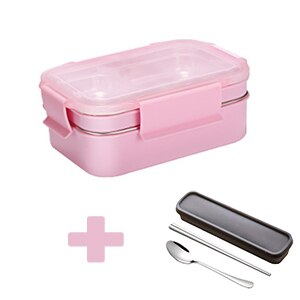 Lunchbox 2 lagen 304 roestvrijstalen thermo bento box voedselcontainer kantoormedewerker lunchbox kinderen bento box verwarmde lunchbox: Rood
