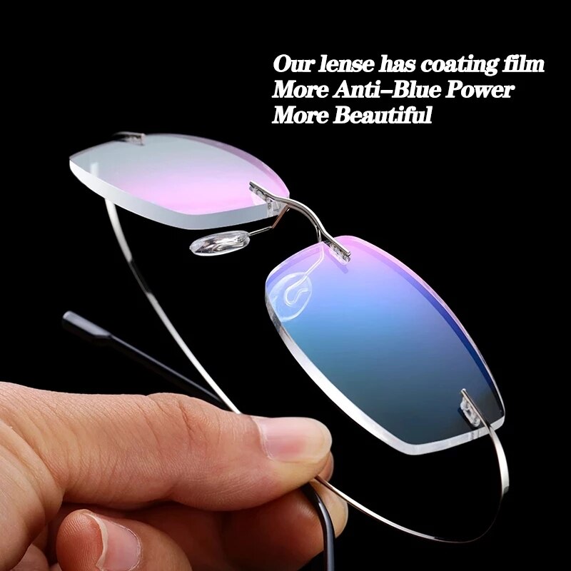 Sighttoo Ultralight Rimless Eyeglasses Clear Memory Titanium Reading Glasses For Men Unisex Magnetic Presbyopic Eyewear Strength