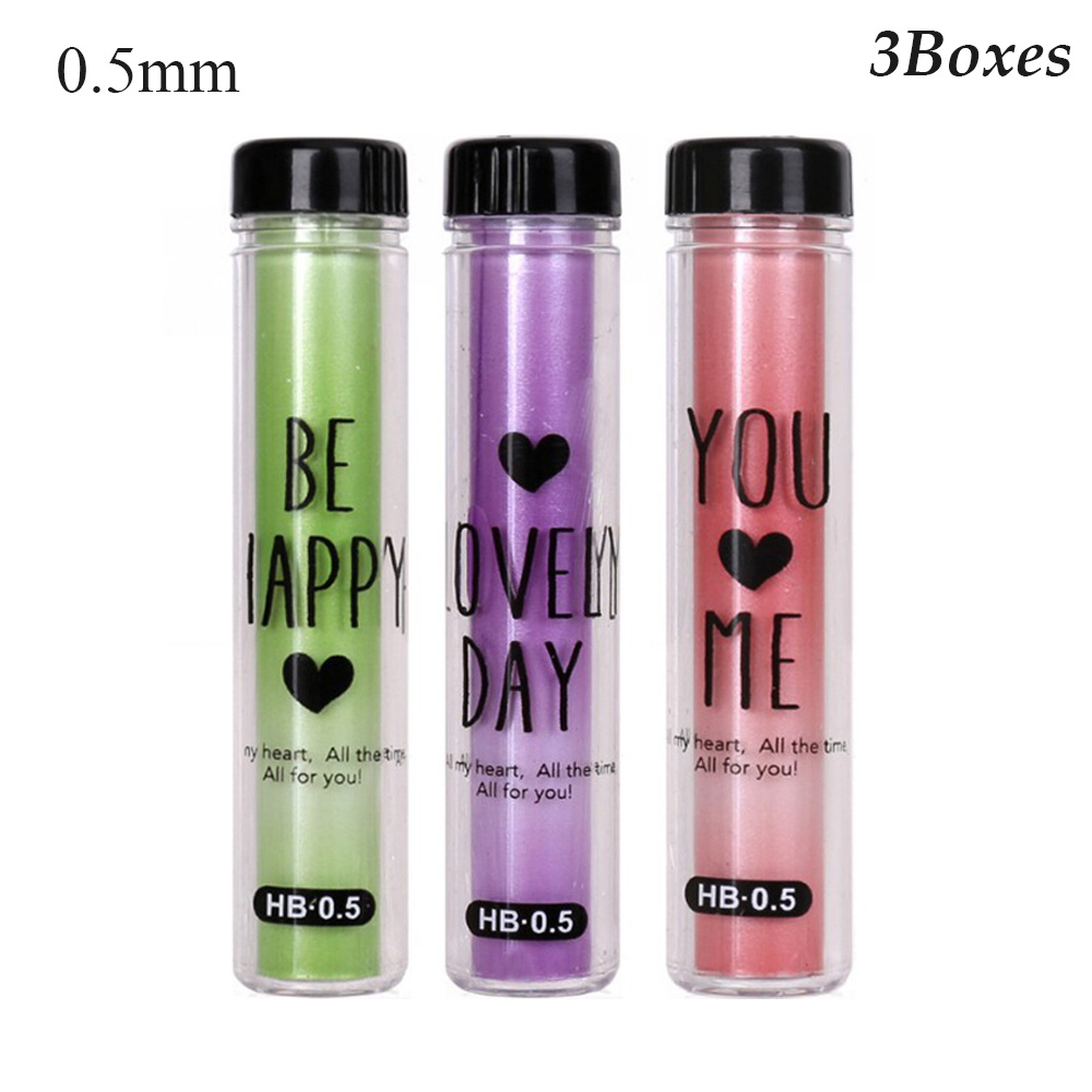 3 Boxes 0.5mm/0.7mm HB Mechanical Pencil Lead Rod Graphite Automatic Refill Office School Writing Drawing Tools Random Colors: Default Title