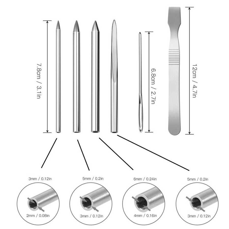 Paracord spike nål bærbar aluminium armbånd diy vævning søm nål rustfrit stål paraply reb striknål