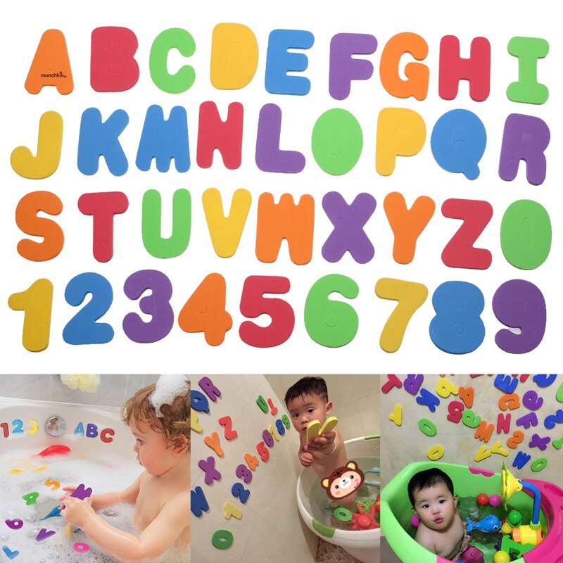 36 stks/partij Kids Educatief Speelgoed Drijvende Bad Letters en Nummers Stok op Badkamer Speelgoed Candy kleur Baby Bad speelgoed