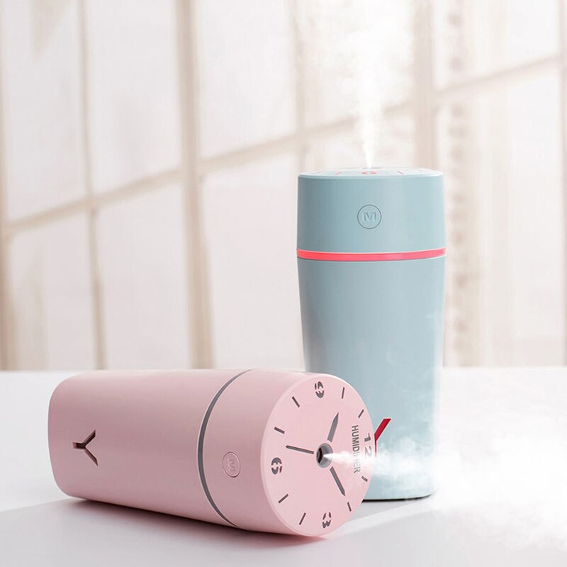 230ML USB Clock Shape Air Humidifier Ultrasonic Cool-Mist Adorable Mini Aroma Humidifier for Office Home Living Room Bedroom