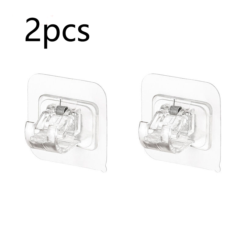 Ganchos autoadhesivos sin perforaciones, gancho de Clip para barra de cortina de ducha, soporte colgante, Clip fijo para el hogar, soporte de gancho colgante: Gris claro