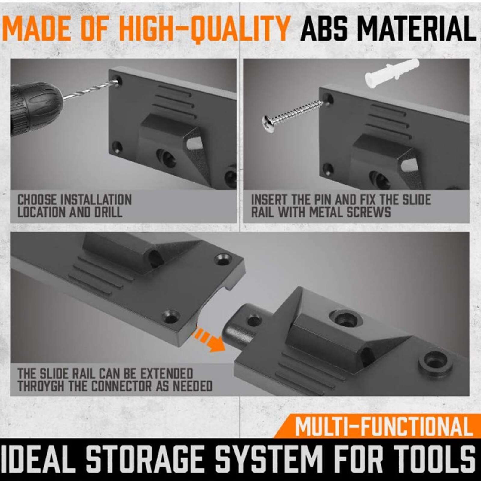 Wall Mount Hanger Garage Tool Organizer Heavy Duty Rack Metal Decorative Multi-Tools Storage Hooks with Screws and 5 Hooks