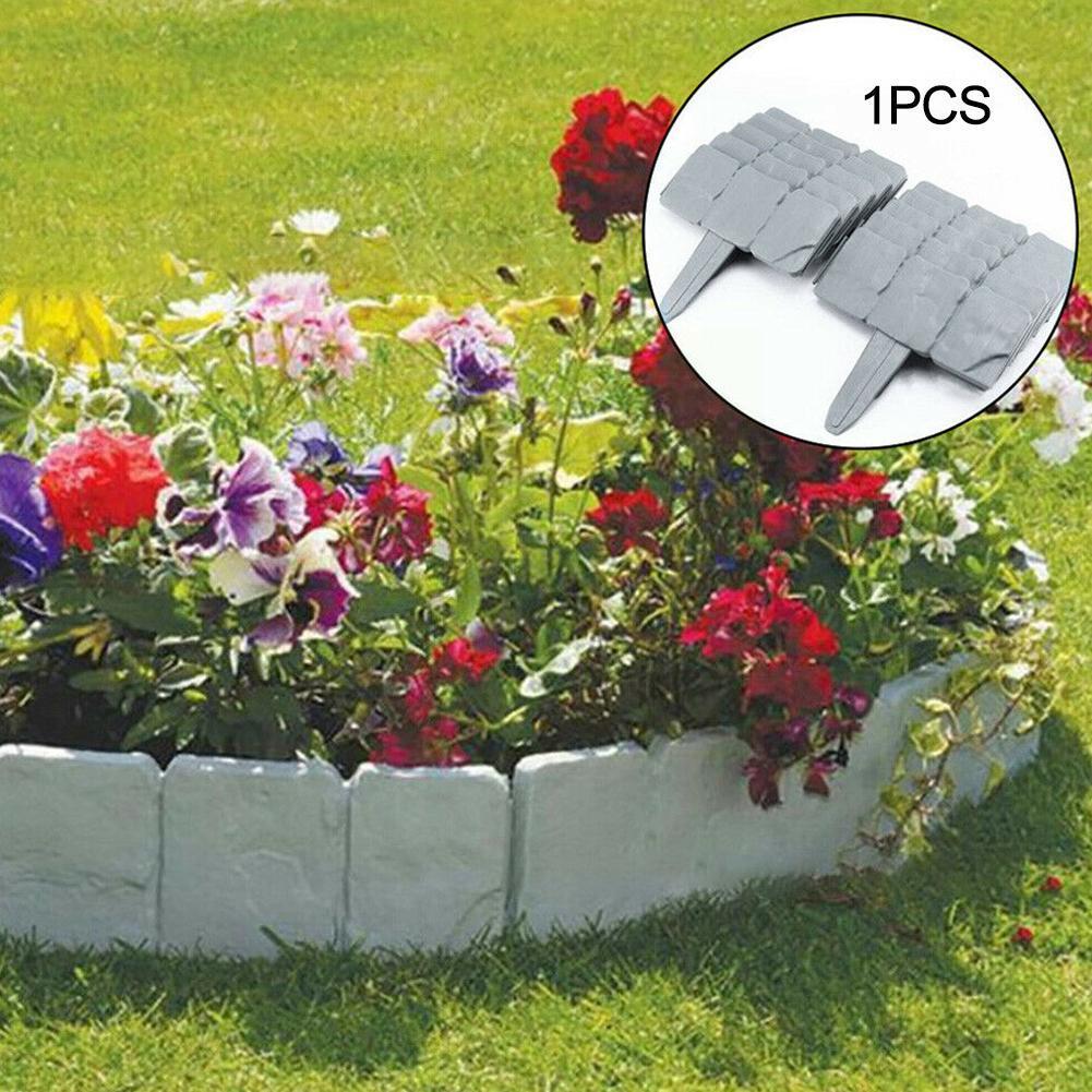 Garden Fence Edging Cobbled Imitation Stone Border Folding Lawn Garden Abs Fence Plastic Stone Landscape Edging Grounding F2x8