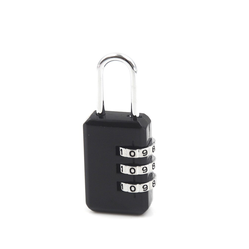 3 Digit Coded Lock Resettable Combination Padlock For School Gym Locker Sheds Suitcase Luggage Password Code Lock: black