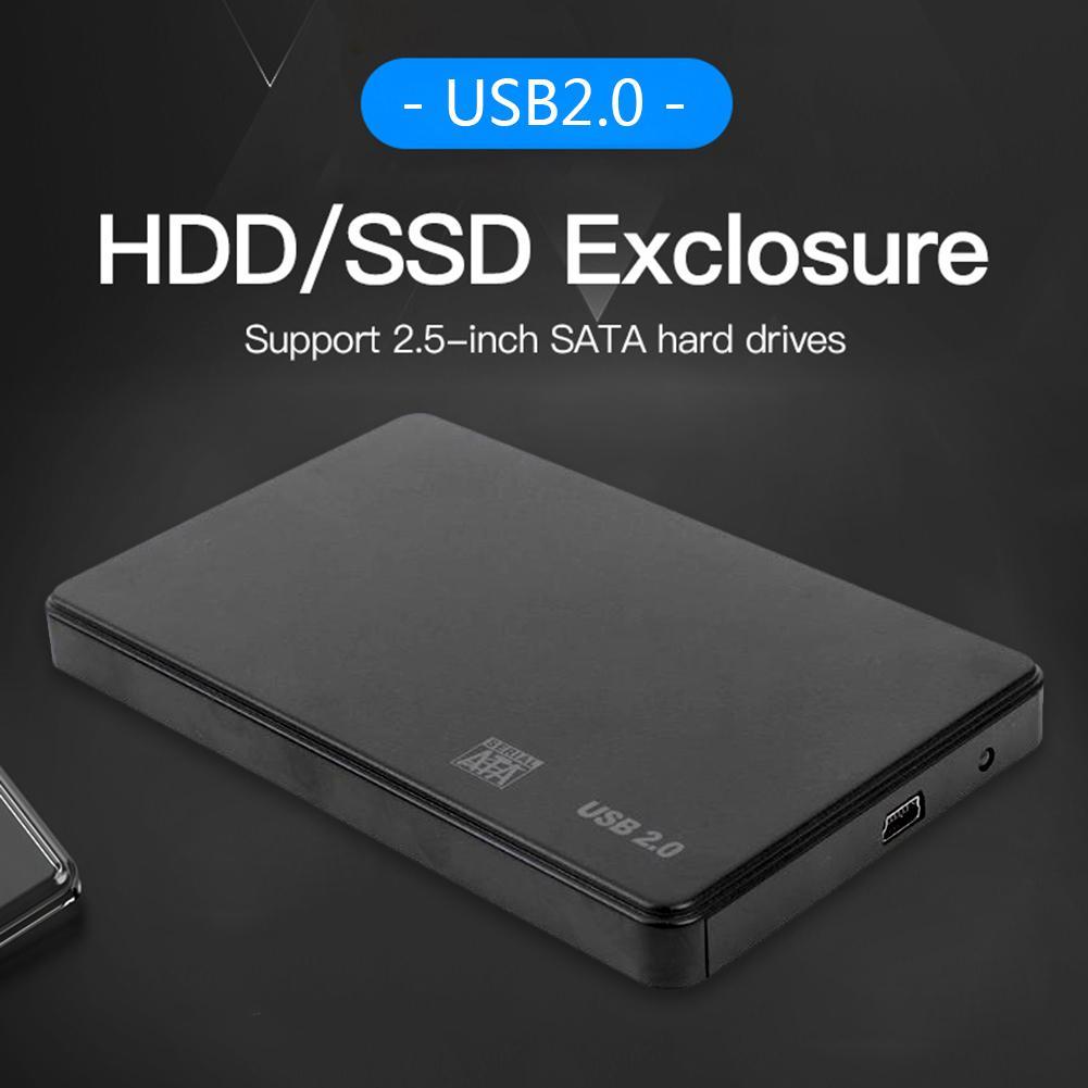 2.5" SATA USB 2.0/3.0 SSD HDD Enclosure Case Plastic Mobile Hard Drive Cases External Storage Enclosure Box With Cable for PC