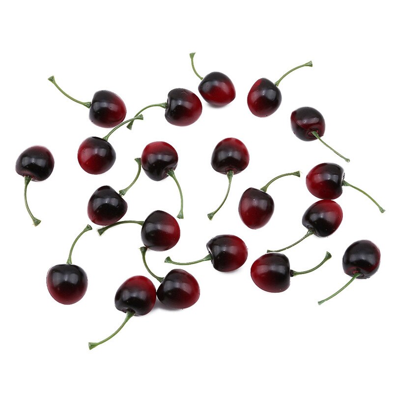 20 Teile/satz Miniatur Obst Küche Künstliche Gefälschte Birne Apfel Erdbeere Heimat Dekor Küche Spielzeug Für Mädchen: Kirsche