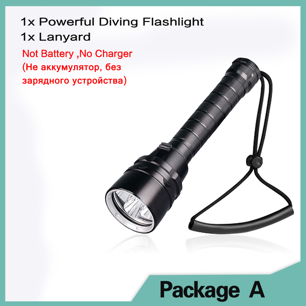 Professionele Super Krachtige 8000LM led Duiken IPX8 Waterdichte Zaklamp Duiker Licht LED Onderwater Zaklamp Lamp Lanterna: Blauw / Bruin
