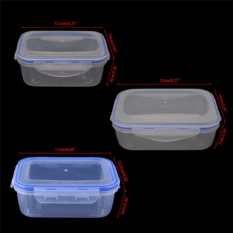 1 PC 380/650/1100ml Plastic Rectangle Kitchen Storage Box Fruit Food Storage Container Lunch Box Airtight Seal With Lid C42