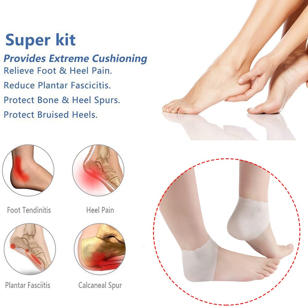 Tcare talón del Gel almohadillas de pie Protector calcetines manga cojín hidratante calcetines curar seca agrietada tacones Aquiles Tendinitis tacón dolor