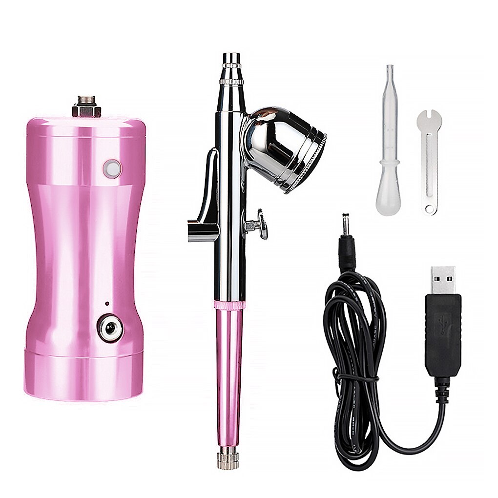 Multi-Purpose Cordless Mini Airbrush Set Spray Pump Gen Pen Air Compressor Kit Portable Air Brush Set Art Painting Spray Model: pink