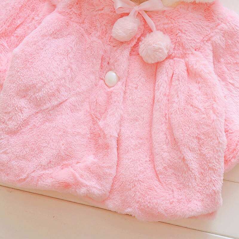 Baby flickor fuskpäls kappa vinter varm huva solid batwing ärm mantel jackor barn barn ytterkläder kläder