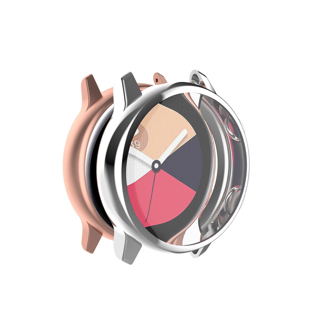 Galaxy watch actieve case voor Samsung galaxy watch actieve cover/r500 plating kleurrijke Transparante TPU soft case anti-fall cove: Electroplated silver