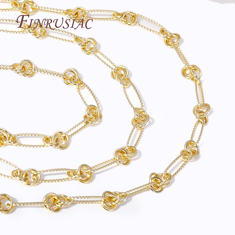 Cadenas grandes y gruesas de Metal de latón chapado en oro de 14K para hacer accesorios de collares, cadenas para hacer joyería DIY, varios estilos