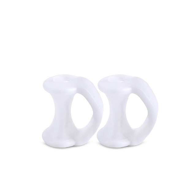 2 stk= 1 par gel tå separator pedikyr silikon hammer korrektor hallux valgus fot finger massasje rettetang ortopediske varer: Hvit