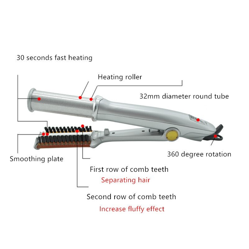 Professionele Haar Borstel 2 In 1 Haar Curling & Stijltang Elektrische Krulspelden Rechttrekken Snelle Warmte Haar Styling Tool 40 #1