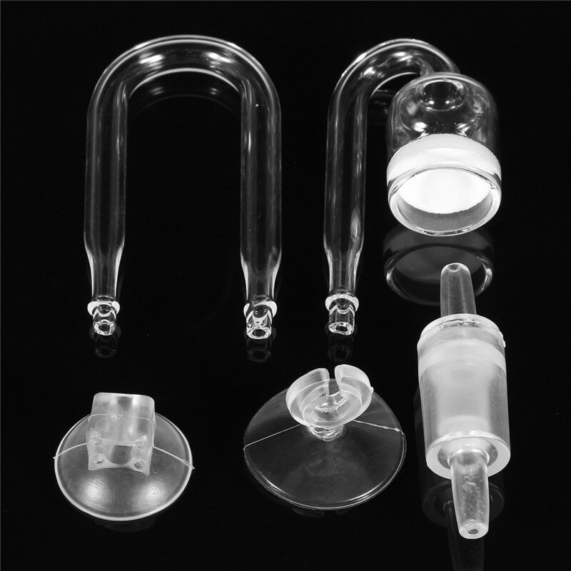 1 Set Aquarium CO2 System Diffuser Check Valve U Shaped Glass Tube Bend Accessory DIY Diffusion Parts Regulator Suction Cup