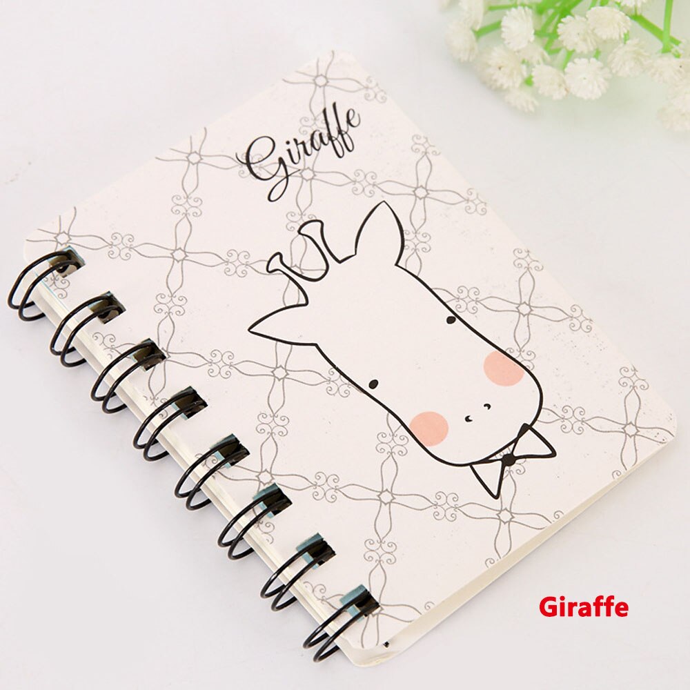 1 Pcs Notebook Creatieve Schattige Dieren Cartoon Rollover Spoel Notebook Flanner Tijdschrift Agenda Dagboek Schetsboek: giraffe