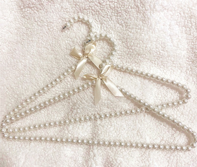 Cintres en perles pour vêtements, 10 pièces, en plastique Transparent, rose, or, antidérapant, acrylique, sans trace, pour filles: White Pearl / 10PCS 30CM for Kids