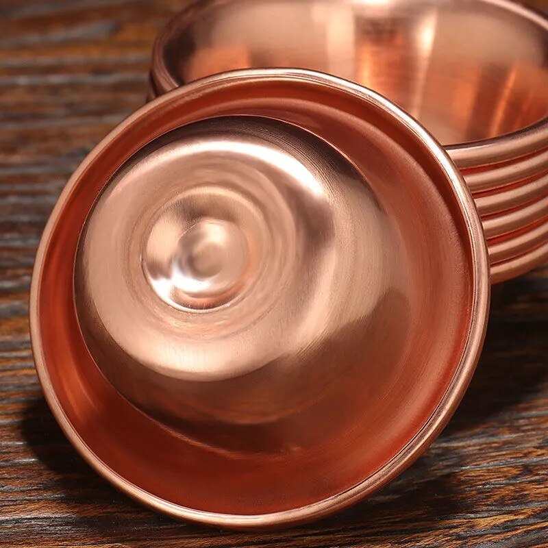 7pcs Pure Copper Drinking Bowl Pure Red Copper Auspicious Tibetan Holy Water Cup 50ml 100ml Buddhist Bowl Home's Decorative