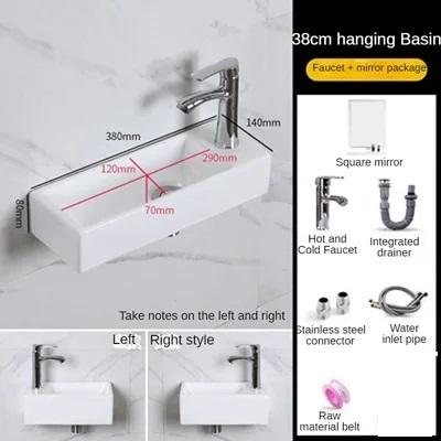 Small Size Mini Tabletop Basin Washbasin Wall Mounted Washbasin Small Wall Mounted Basin Extremely Narrow and Slender