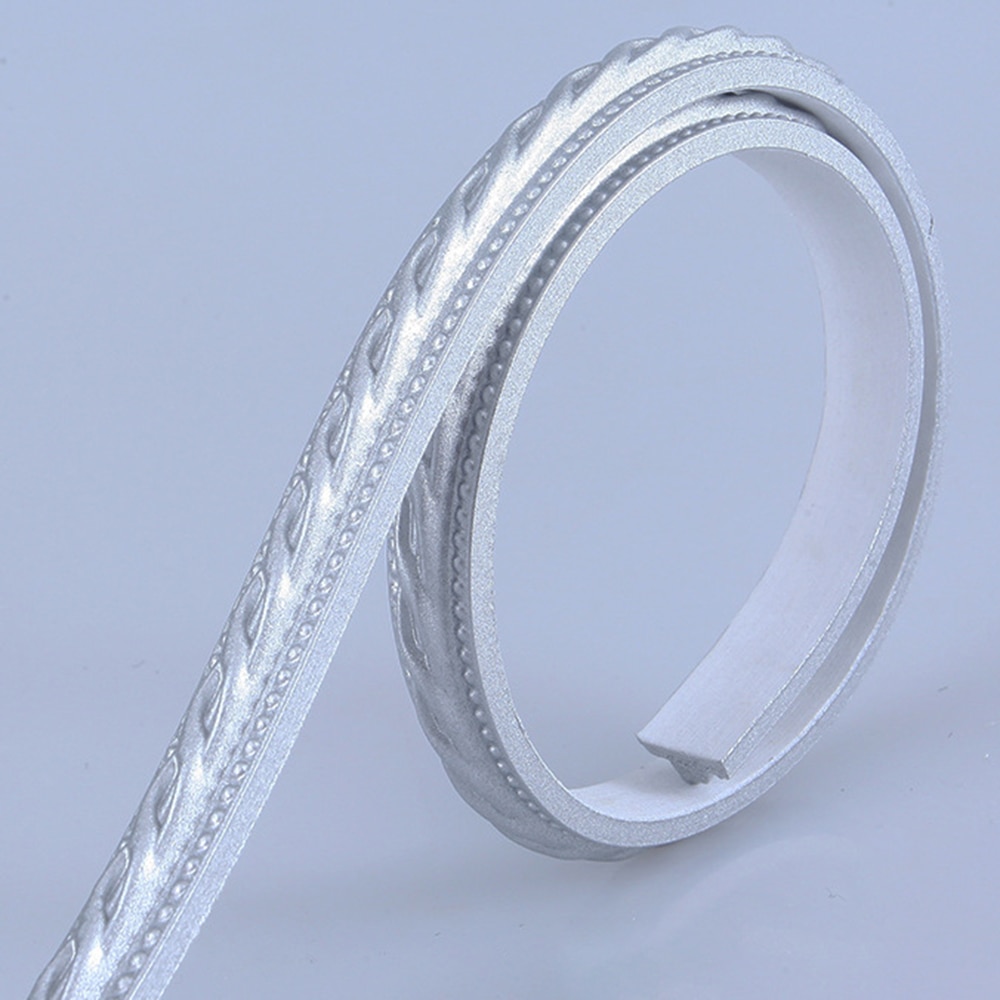 Pvc flexibel buigbaar lint touw paneel lijstwerk spiegellijst trim huisdecoratie voor tv-achtergronden, spiegellijsten: Zilver