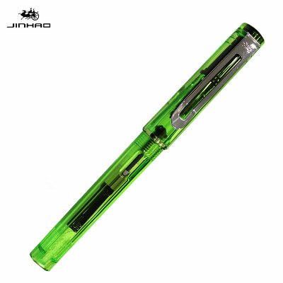 JINHAO 599 fountain Pen School Office supplies man women luxury brand writing pens business pen with 5pcs ink sac: Transparent green