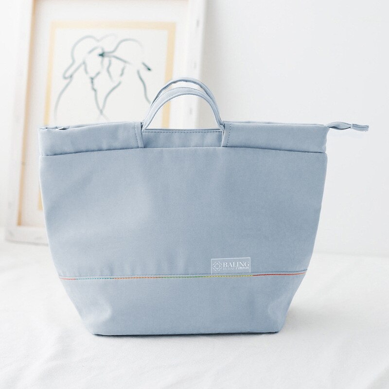 PURDORED 1 Pc Einfarbig Frauen Große Mittagessen Tasche Tragbare Isolierung und Kalten Erhaltung Lebensmittel Lagerung Tasche KidLunch Kasten Tasche: Himmel Blau