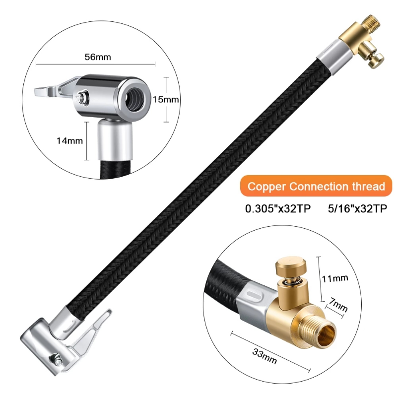Tire Inflator Hose Extension Tube Air Pump Adapter Can Be Deflated Car Motorcycle Bike Tyre Inflatable Air Chuck Lock Tubes