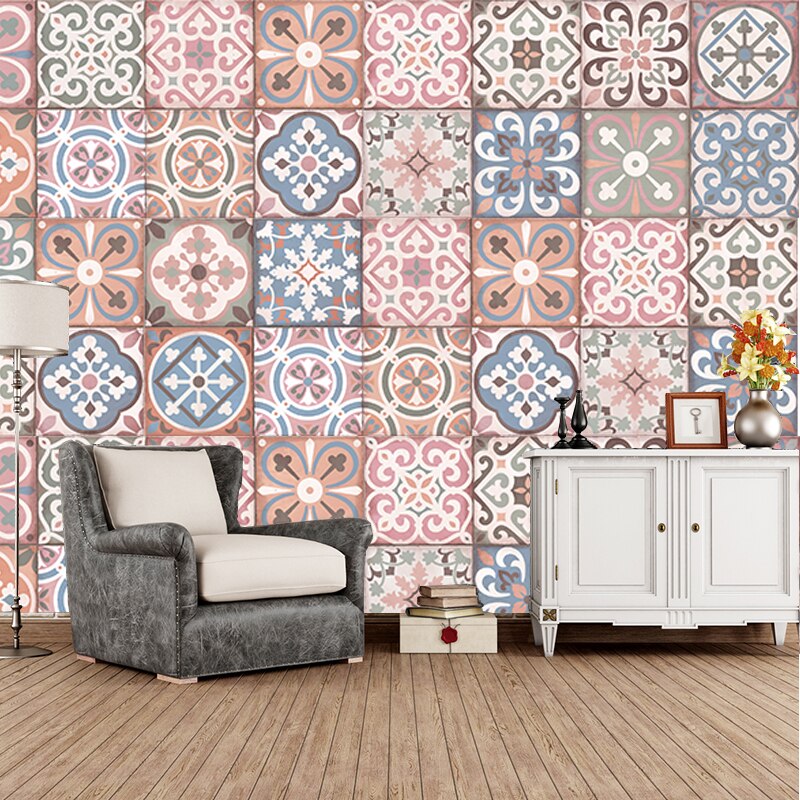 Pink vintage porcelæn peel stick flise stickers, vandtæt badeværelse køkken backsplash wall sticker retro boligindretning