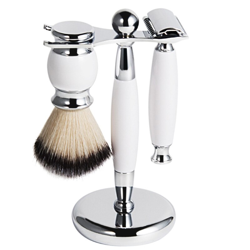 Kit de rasage manuel pour hommes, brosse de nettoyage de barbe, support de rasoir, ensemble d'outils de toilettage