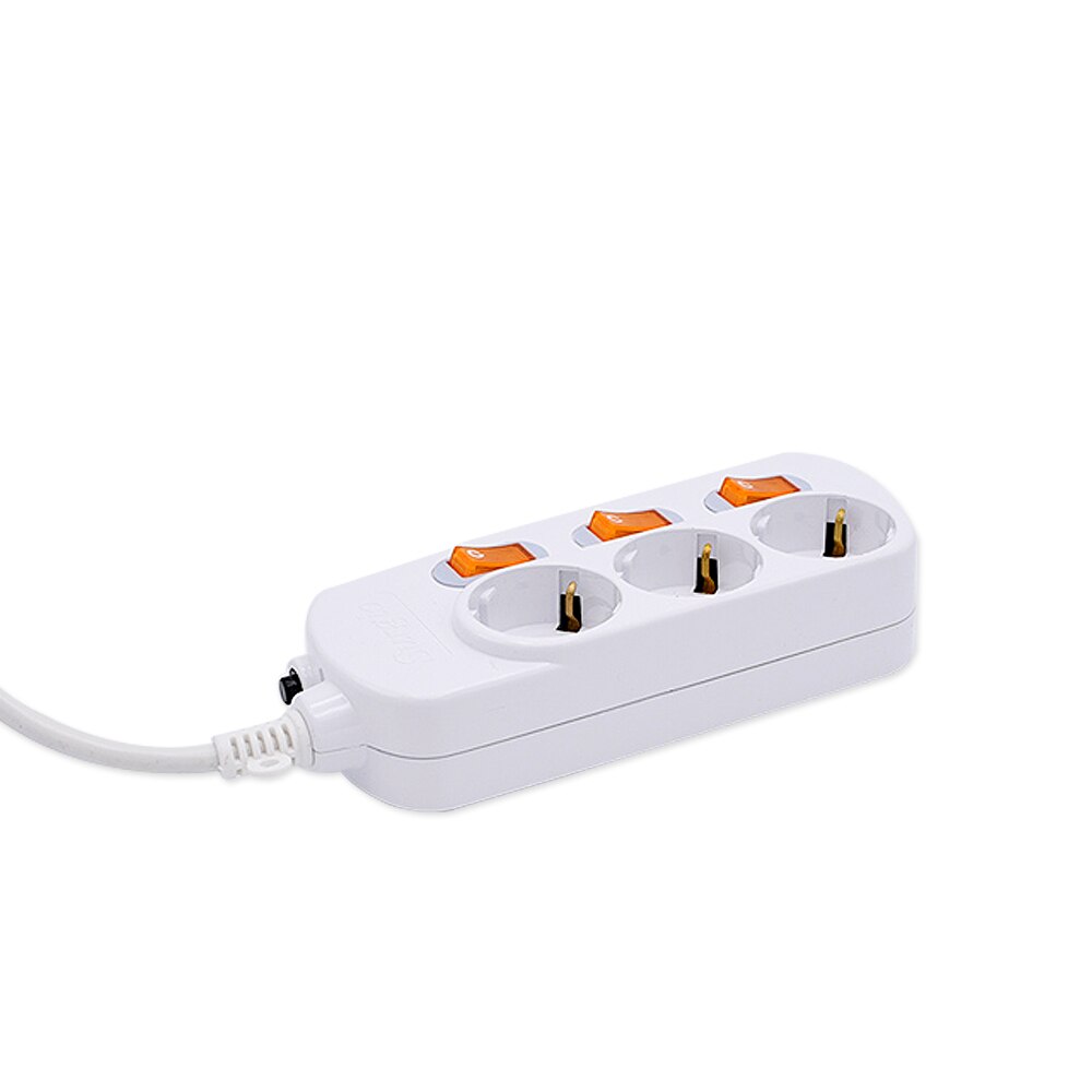 Power Strip Surge Protection 3 Outlets EU Socket Plug Electrical Extension Sockets Independent Switches 1.5/2.5m Cord